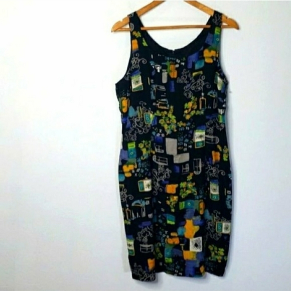 Vintage | Rabbit Designs abstract floral sheath dress 14 - Picture 2 of 6